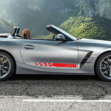 Pegatina de vinilo con rayas a cuadros para puerta lateral con logotipo M BMW Z4
 2