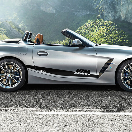 Calcomanía de vinilo con rayas decorativas para puertas laterales con logotipo M BMW Z4
