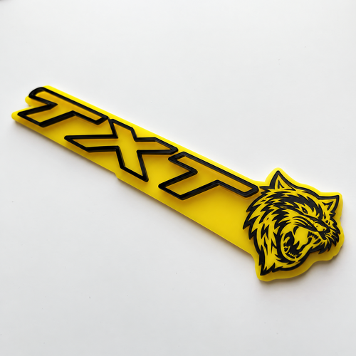 SRT Style Yellow Black Custom TXT Cat 3D — Emblema (guardabarros)