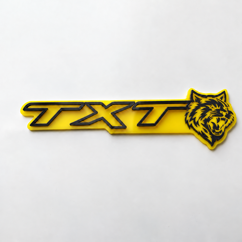 SRT Style Yellow Grey Custom TXT Cat 3D — Emblema (guardabarros)