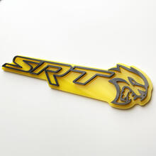 Insignia SRT 3D Emblema de insignias de guardabarros amarillo vs gris
 3