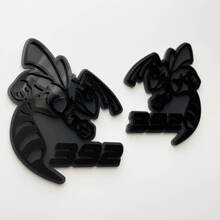 Insignia 3D Hornet Bee 392 Emblema de insignias de guardabarros gris vs negro
 4
