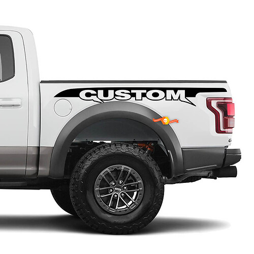 Kit de calcomanías adhesivas con rayas Raptor para mesita de noche con texto personalizado, compatible con Ford F150 Raptor
