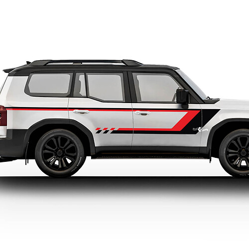 Toyota Land Cruiser Vintage Puertas laterales Rayas a cuadros Pegatinas Calcomanías Vinilo Gráfico Pegatinas Calcomanías Kit
