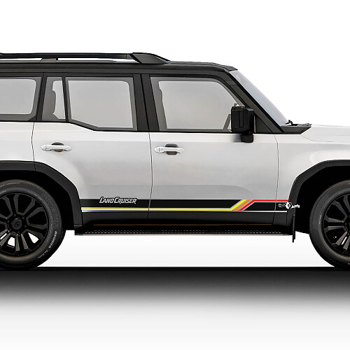 Kit de vinilos adhesivos de franjas laterales estilo vintage para puertas Toyota Land Cruiser 2024