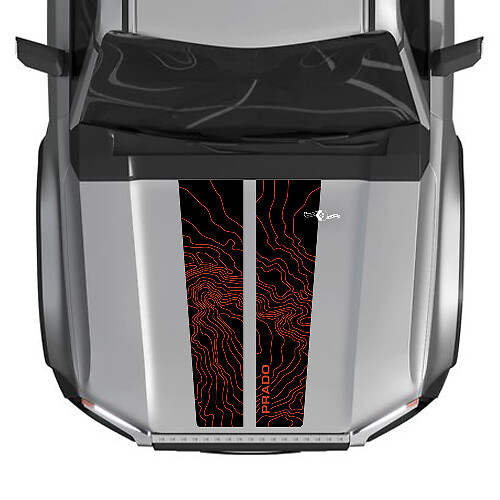 Calcomanías gráficas de vinilo divididas para capó de Toyota Land Cruiser Prado 2024, 2 colores
