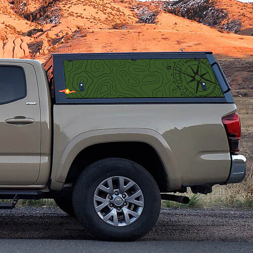 Calcomanía de vinilo para capota de camión con mapa topográfico para Toyota Tacoma