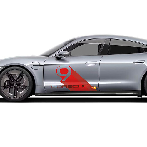 Porsche Taycan calcomanía a medida conjunto de pegatinas de puerta lateral - Gráficos de vinilo personalizados
