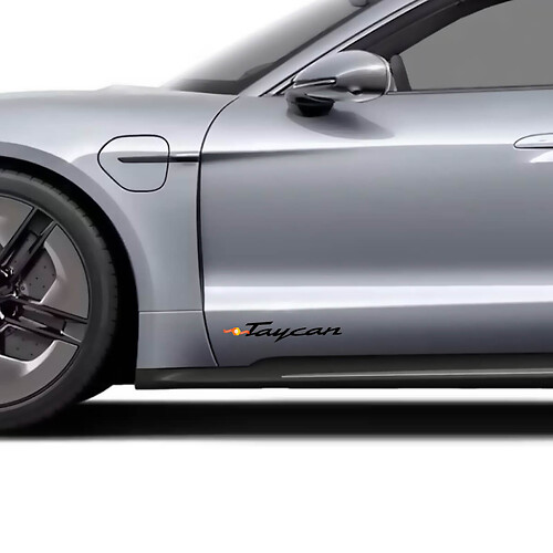 Etiqueta engomada del logotipo del nombre del modelo lateral del Porsche Taycan
