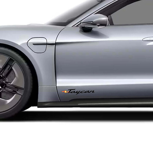 Juego de vinilos laterales con el nombre Taycan para Porsche Taycan