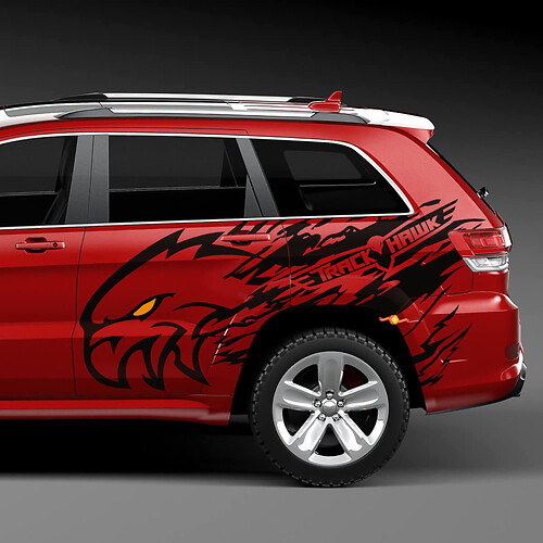 Jeep Grand Cherokee Trackhawk Logo Splash Grunge Stripes Kit Vinilo Adhesivo Calcomanía Gráfico 2
