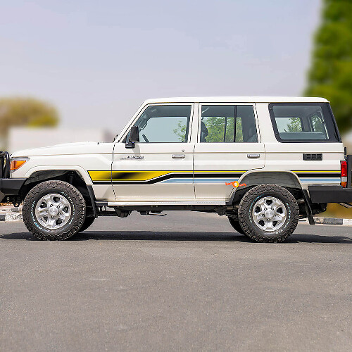 Kit de calcomanías adhesivas de rayas laterales retro para Toyota Land Cruiser GRJ76 - Gráficos de vinilo personalizados
