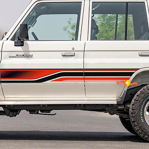 Kit de calcomanías adhesivas de rayas laterales retro para Toyota Land Cruiser GRJ76 - Gráficos de vinilo personalizados 2
