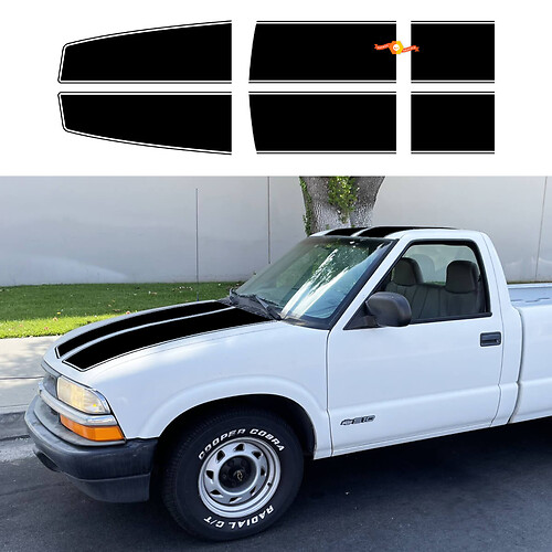 Kit de calcomanías de rayas de cabina regular Chevy Chevrolet S10 1994-04
