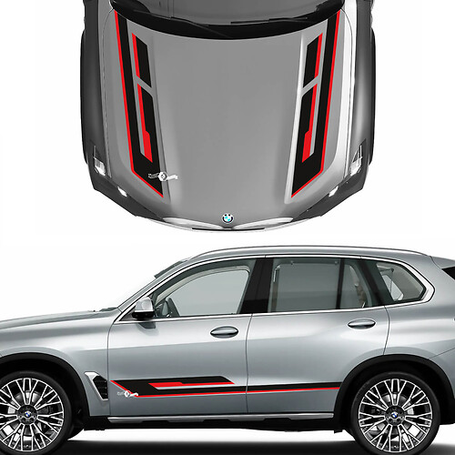 Kit exclusivo de calcomanías decorativas laterales y capó de 2 colores para BMW X5 G05 - Pegatinas gráficas de vinilo personalizadas
