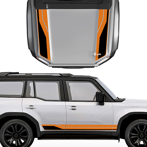 Calcomanías de rayas laterales y capó de Toyota Land Cruiser Prado - Kit gráfico de vinilo
