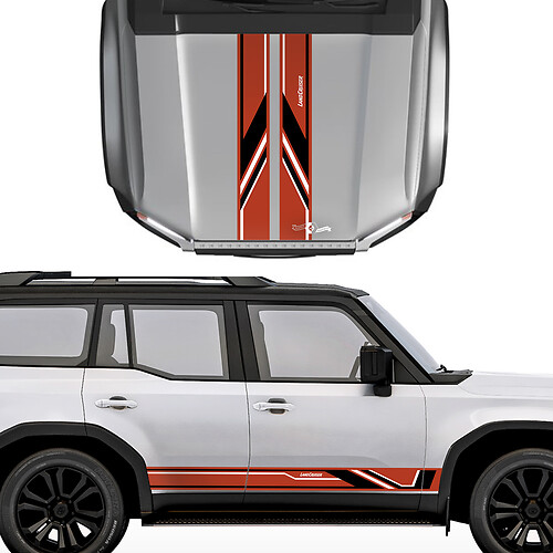 Calcomanías de estilo deportivo con rayas laterales y capó de Toyota Land Cruiser Prado, kit gráfico de vinilo 2
