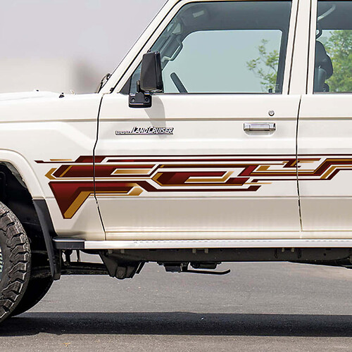 Kit de calcomanías adhesivas de rayas clásicas laterales retro para Toyota Land Cruiser GRJ76 - Gráficos de vinilo personalizados
