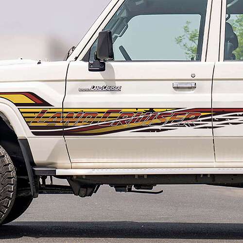 Kit de calcomanías con letras retro, franjas clásicas laterales para Toyota Land Cruiser