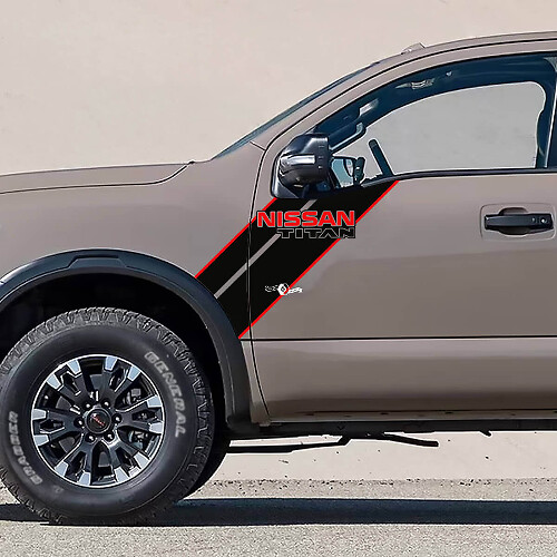 Kit de adhesivos de vinilo con franjas gemelas para guardabarros delantero y puerta para Nissan Titan