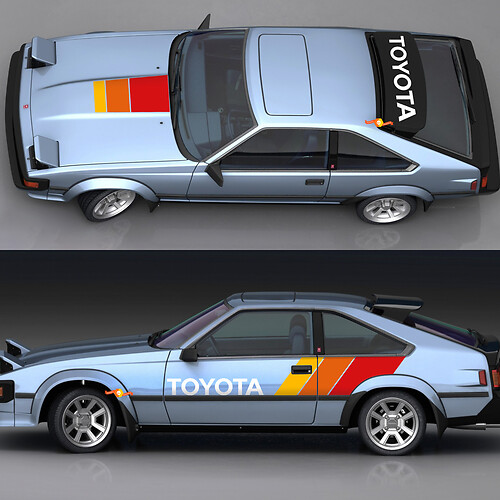 Calcomanías de rayas vintage Toyota Celica Supra 1980 TRD - Envoltura de gráficos personalizados
