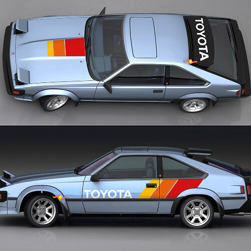 Juego completo de calcomanías de vinilo con rayas vintage TRD para Toyota Celica Supra 1980
