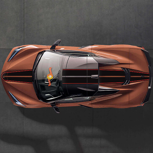 Chevrolet Corvette C8 Stingray Eray Z06 Modelos Capó Techo Rayas traseras Corvette Calcomanía doble de longitud completa Rayas
