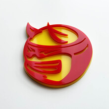 Insignia 3D personalizada Drag Bee Demon Dodge Charger Challenger logo Fender Badges Emblema rojo y amarillo
 2