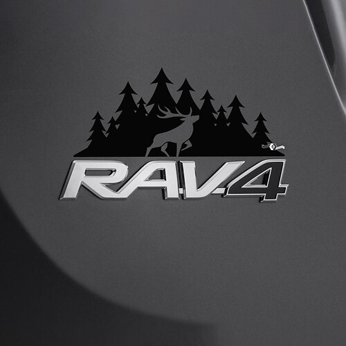 Etiqueta engomada de la calcomanía de los ciervos de las montañas sobre la insignia trasera del Toyota Rav4
