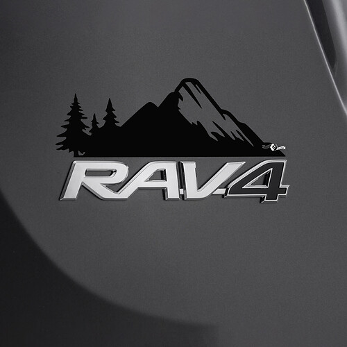 Etiqueta engomada de la calcomanía de los árboles de las montañas sobre la insignia trasera del Toyota Rav4
 1