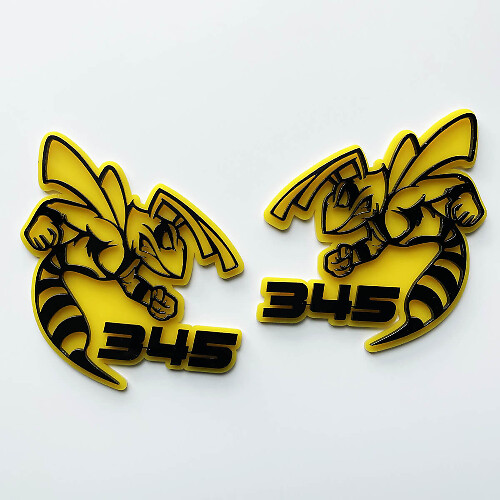 Insignia 3D Hornet Bee 345 - Emblema de insignias de guardabarros personalizadas para automóviles y camiones
