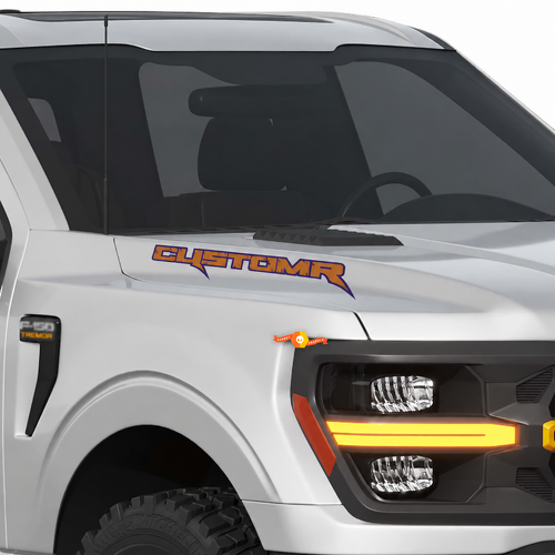 CUSTOMR Distressed Outline Hood Lettering Pair Capó Adhesivo de vinilo para Ford F-150