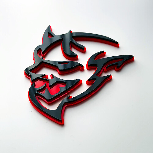 Dodge Demon Insignia 3D Insignias de guardabarros Emblema Rojo vs Negro 1
