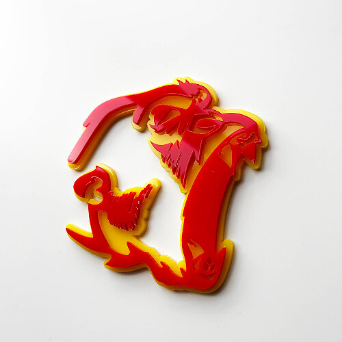 Gorilla Angry Insignia 3D Insignias de guardabarros Emblema Rojo vs Amarillo
