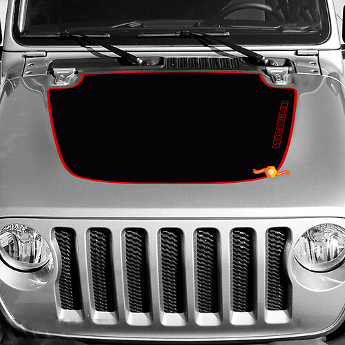 Calcomanía de Hood Wrangler con un contorno rojo para Jeep Wrangler
