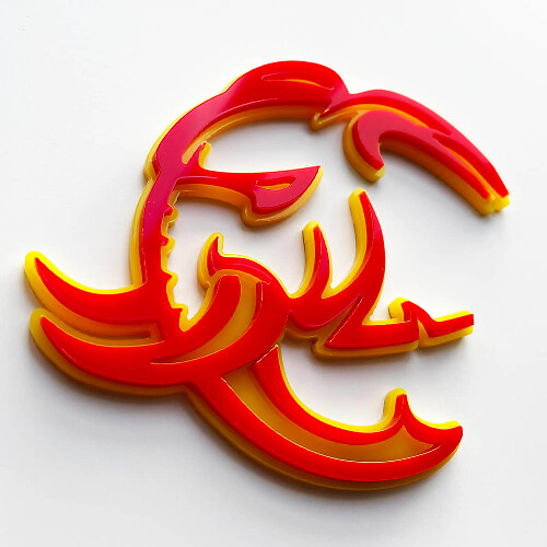 HellElephant Insignia 3D Insignias de guardabarros Emblema Amarillo vs Rojo
