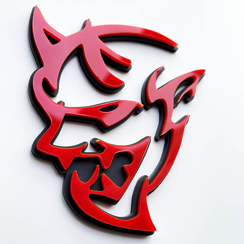 Insignia 3D personalizada Demon Dodge Charger Challenger logo Fender Insignias Emblema Rojo vs Negro
