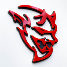 Insignia 3D personalizada Demon Dodge Charger Challenger logo Fender Insignias Emblema Rojo vs Negro
 2