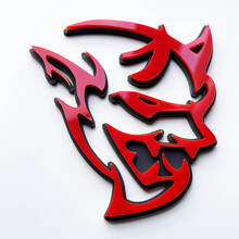 Insignia 3D personalizada Demon Dodge Charger Challenger logo Fender Insignias Emblema Rojo vs Negro
 3