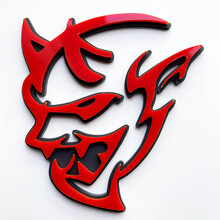 Insignia 3D personalizada Demon Dodge Charger Challenger logo Fender Insignias Emblema Rojo vs Negro
 4