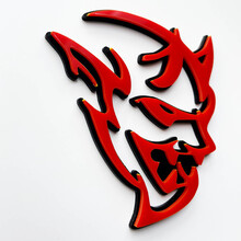 Insignia 3D personalizada Demon Dodge Charger Challenger logo Fender Insignias Emblema Rojo vs Negro
 6