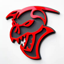 Hellcat Demon Insignia 3D Insignias de guardabarros Emblema Gris vs Rojo
 2