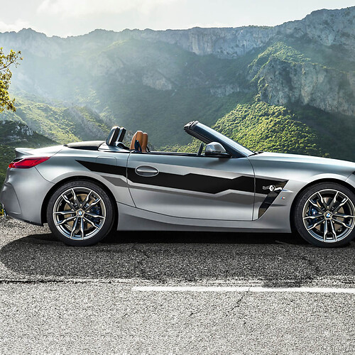 Pegatina de vinilo con rayas a cuadros para puerta lateral con logotipo M BMW Z4
