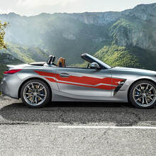 Pegatina de vinilo con rayas a cuadros para puerta lateral con logotipo M BMW Z4
 4