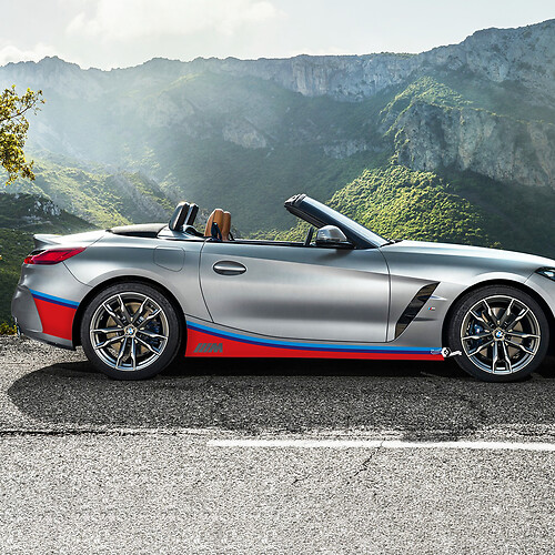 Calcomanía de vinilo con rayas M y panel basculante con detalles laterales compatible con BMW Z4
