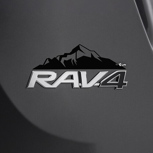 Etiqueta adhesiva de montañas sobre la insignia 2 trasera del Toyota Rav4
