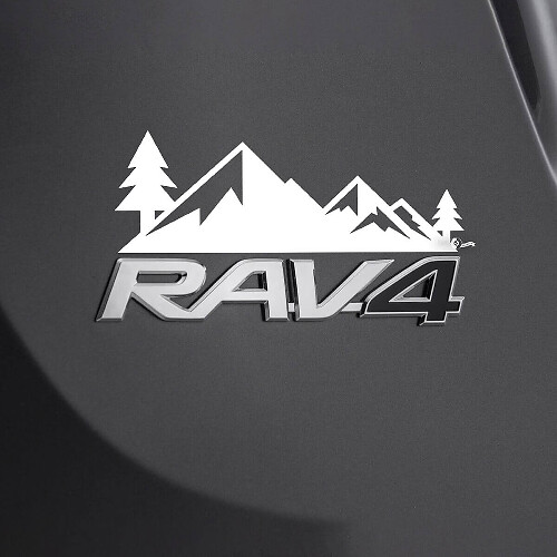 Calcomanía de árboles de montaña sobre la insignia trasera 2 para Toyota Rav4