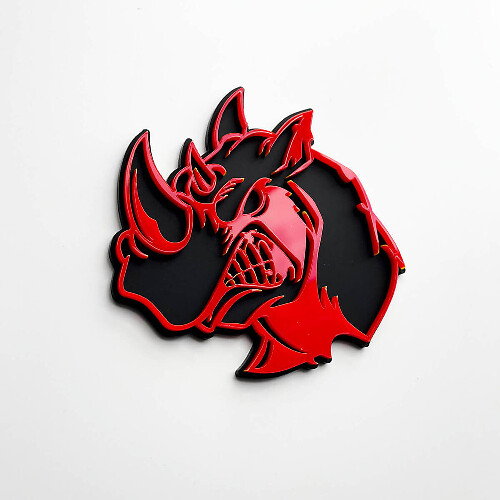 Insignia con el logotipo 3D Rhino Angry - Emblema de guardabarros personalizado para automóviles, camiones y SUV
