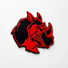 Insignia con el logotipo 3D Rhino Angry - Emblema de guardabarros personalizado para automóviles, camiones y SUV
 2