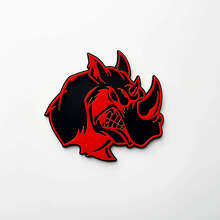 Insignia de Logotipo Enfadado 3D Rhino - Emblema de Guardabarros Personalizado para Autos Camionetas y SUVs Rojo vs Negro 4